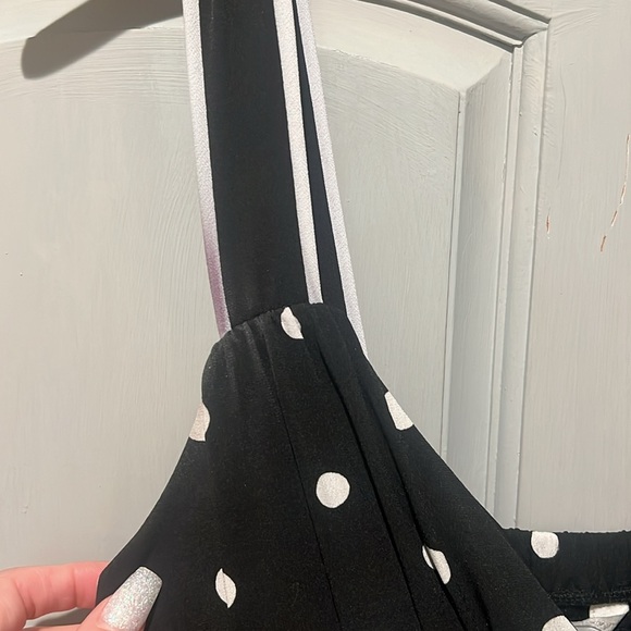 👑Black and white polka dot dress layered look lined skirt - Picture 12 of 13